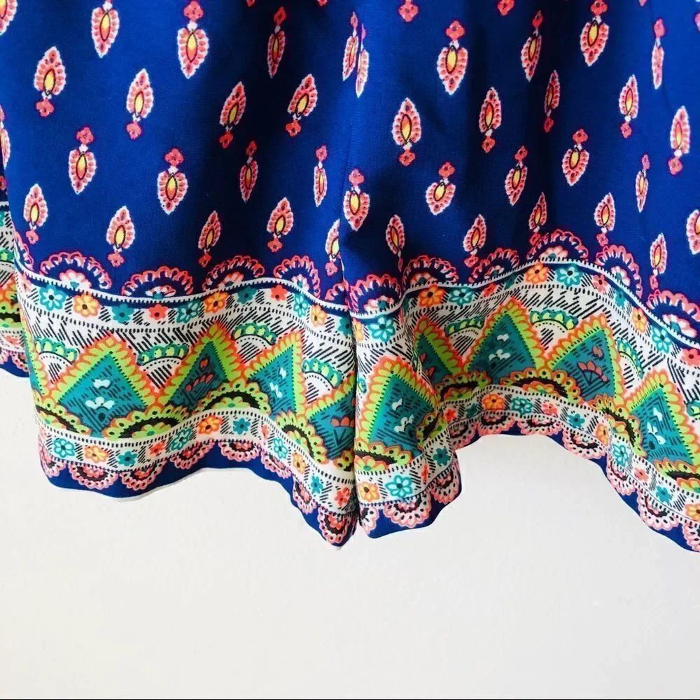 Charlotte Russe Blue Patterned Open Back Romper - Picture 6 of 9